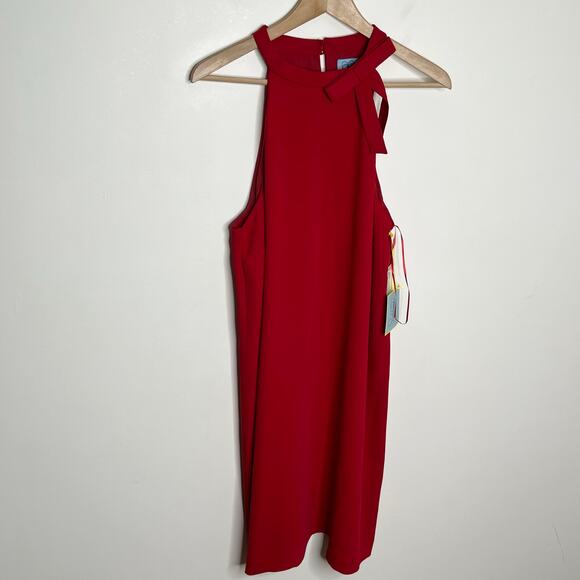 Cece Womens Halter Neck Bow Shift Dress 14 Red Cocktail Holiday Party Christmas - Picture 3 of 13